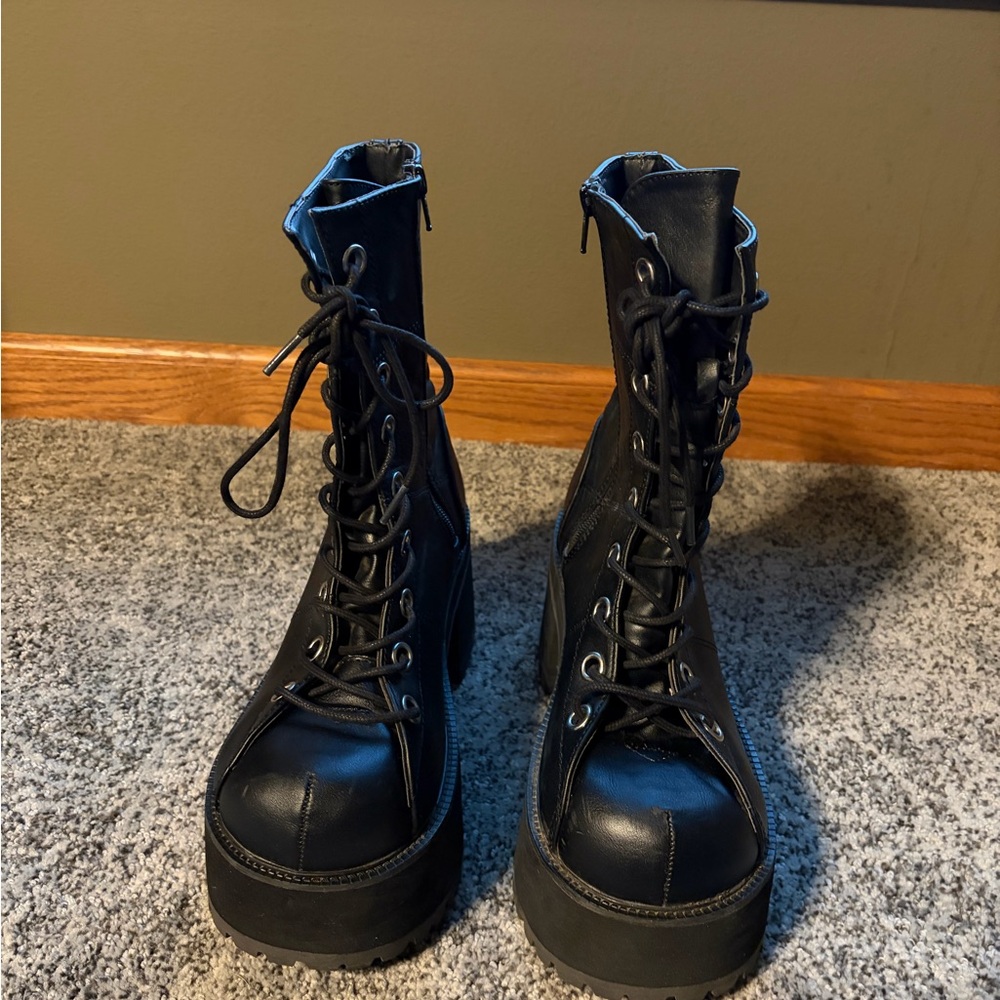 Demonia Ranger-301 Goth Punk Platform Calf Boot